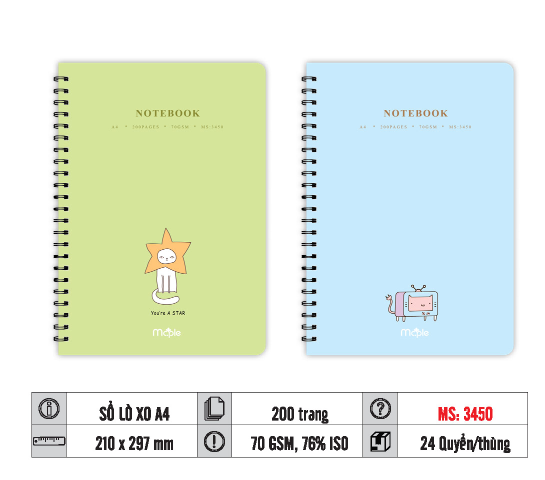 SỔ LÒ XO A4 MC.PLE MS 3450/3451/3452/3455