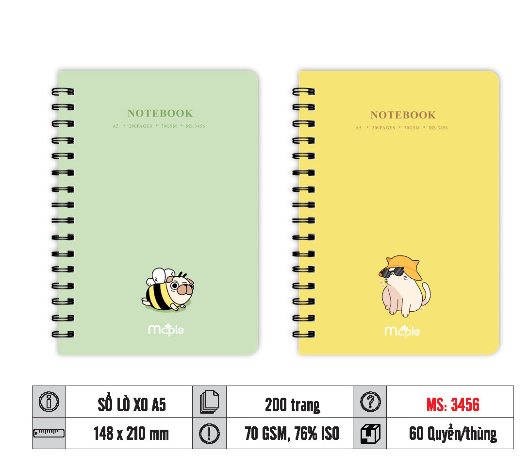 SỔ LÒ XO A4 MC.PLE MS 3456/3457/3458/3459/3460