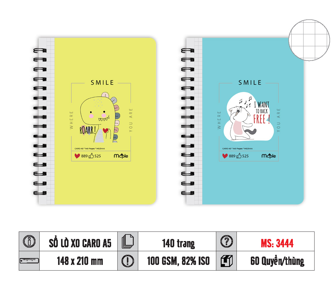 SỔ LÒ XO CARO A5 MC.PLE MS 3445
